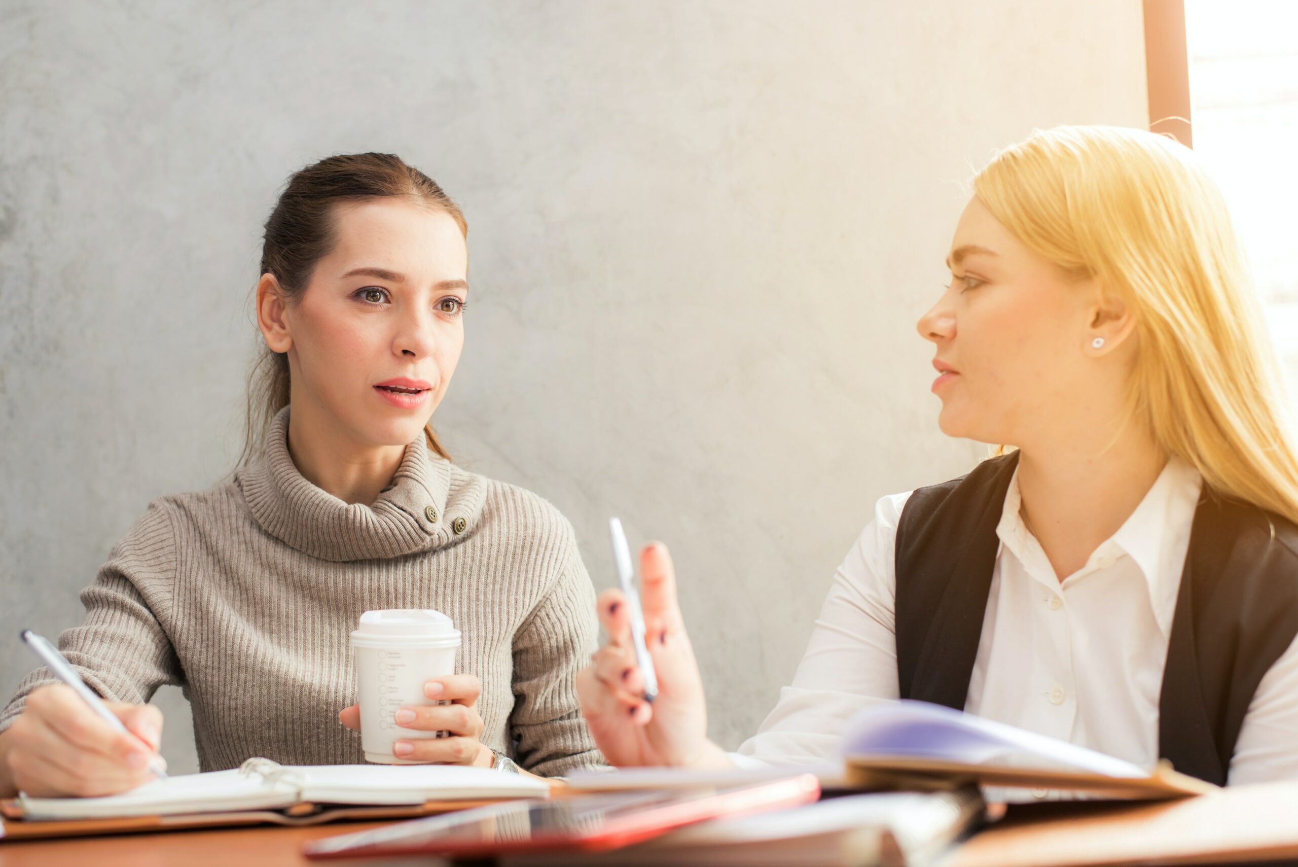 Two women meeting together